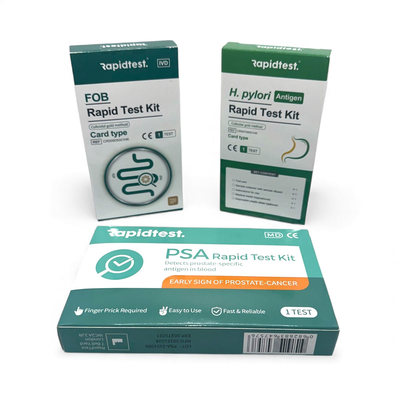 Men's 35+ Full Health MOT Bundle - Results at home in 10 Minutes for Early Prostate Cancer, Bowel Health Screening, Stomach Ulcers & Digestive Health. 98.79% Accurate