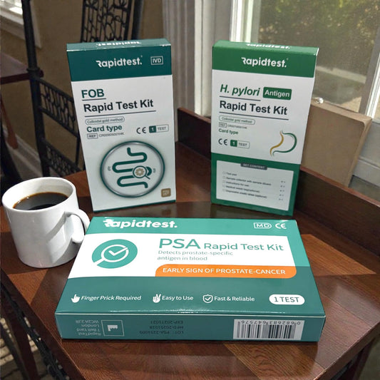 Men's 35+ Full Health MOT Bundle - Results at home in 10 Minutes for Early Prostate Cancer, Bowel Health Screening, Stomach Ulcers & Digestive Health. 98.79% Accurate