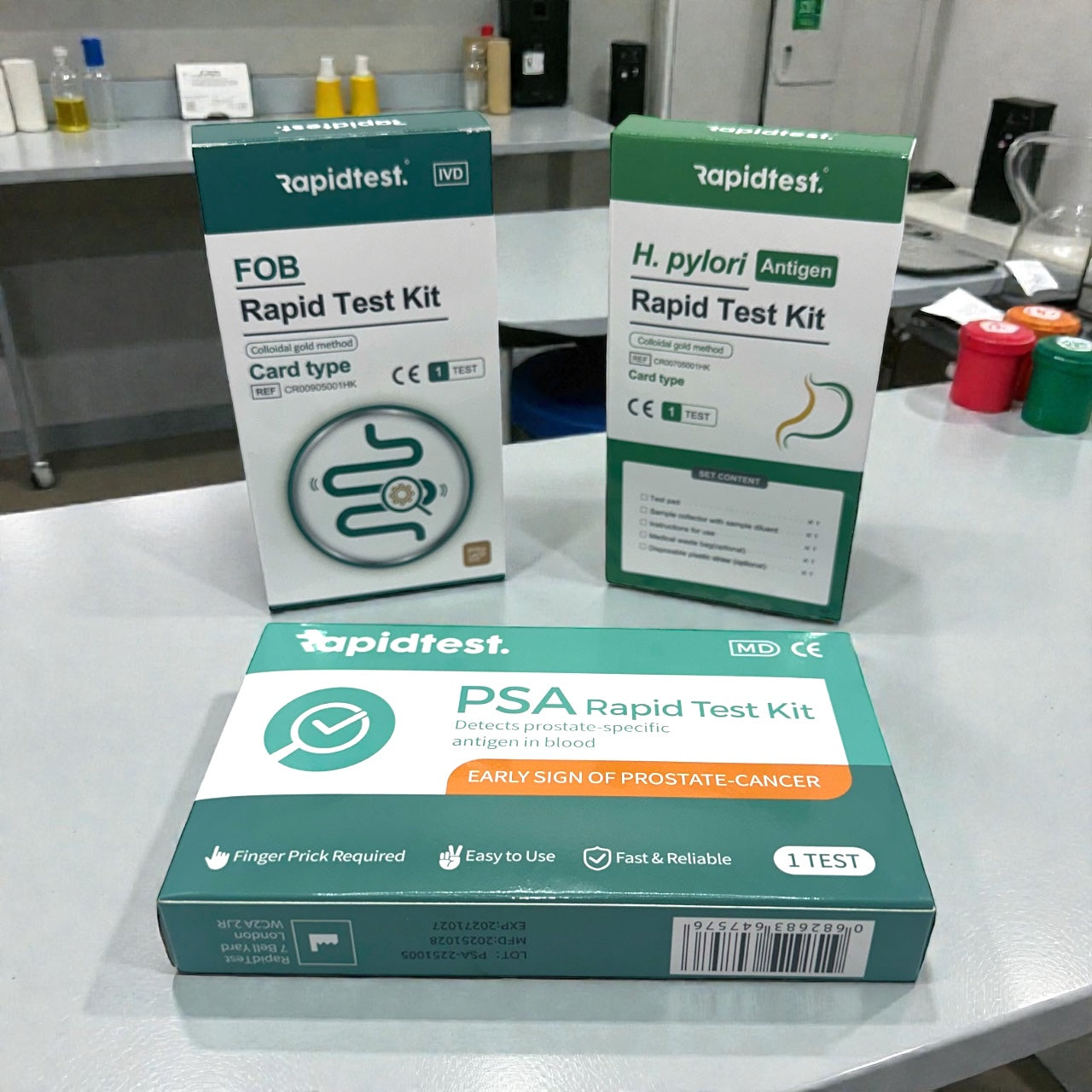 Men's 35+ Full Health MOT Bundle - Results at home in 10 Minutes for Early Prostate Cancer, Bowel Health Screening, Stomach Ulcers & Digestive Health. 98.79% Accurate