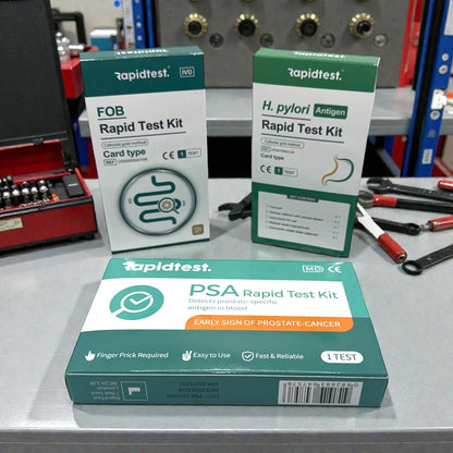 Men's 35+ Full Health MOT Bundle - Results at home in 10 Minutes for Early Prostate Cancer, Bowel Health Screening, Stomach Ulcers & Digestive Health. 98.79% Accurate