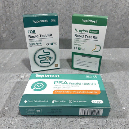 Men's 35+ Full Health MOT Bundle - Results at home in 10 Minutes for Early Prostate Cancer, Bowel Health Screening, Stomach Ulcers & Digestive Health. 98.79% Accurate